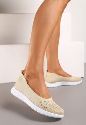 Beżowe Płaskie Tenisówki Zdobione Cyrkoniami Lomadia. Brązowe trampki Renee, z aplikacjami, eleganckie, bez zapięcia. W wyprzedaży za 43.99 zł.