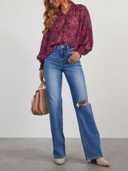 Milan Kiss Bluzka w kolorze granatowo-różowym rozmiar: L. Niebieskie bluzki Milan Kiss, l, bez wzorów, bez kołnierzyka, bez ramiączek. Za 113.99 zł.