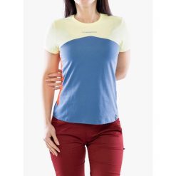 Koszulka bawełniana damska La Sportiva Roof T-Shirt. Niebieskie t-shirty sportowe La Sportiva, bez wzorów, z bawełny, bez ramiączek. Za 193.99 zł.