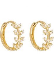 OR ÉCLAT Złote kolczyki-kreole "Feuillette" z cyrkoniami rozmiar: onesize. Żółte kolczyki Or Éclat, z cyrkonią, złote. Za 782.99 zł.