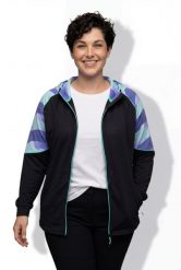 Damskie Lekka kurtka funkcyjna ochrona przed promieniowaniem UV 50+ kaptur. Czarne kurtki Ulla Popken, plus size, bez wzorów, z materiału, z kapturem. Za 279.99 zł.