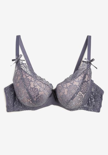 Szaro-Różowy Biustonosz Koronkowy Full Cup z Niewielką Kokardką Aelles. Szare biustonosze Born2be, bez wzorów, z bawełny. Za 9.99 zł.