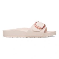 BIRKENSTOCK Madrid Big Buckle EVA Light Rose Klapki damskie. Czerwone klapki Birkenstock, bez wzorów, bez obcasa, bez zapięcia. Za 219.99 zł.
