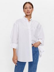 Tommy Jeans Koszula DW0DW15909 Biały Oversize. Białe koszule Tommy Jeans, m, bez wzorów, z bawełny, bez kołnierzyka, bez ramiączek. Za 269.99 zł.