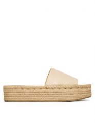 Calvin Klein Espadryle Flatf Espa Mule Lth Mg HW0HW03027 Beżowy. Brązowe espadryle Calvin Klein, bez wzorów, ze skóry, bez obcasa. Za 449.99 zł.