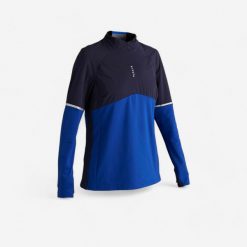 Bluza piłkarska damska Kipsta T500. Niebieskie bluzy KIPSTA, s, bez wzorów, z materiału, klasyczne, bez ramiączek, bez kaptura. Za 59.99 zł.