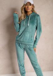 Zielony Komplet Dresowy z Dodatkiem Bawełny Spodnie z Gumką w Pasie Bluza z Kapturem Reseria. Zielone bluzy Renee, m, bez wzorów, z bawełny, klasyczne, bez ramiączek, z kapturem. W wyprzedaży za 83.99 zł.