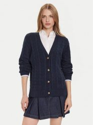 Tommy Jeans Kardigan Cable DW0DW21681 Granatowy Relaxed Fit. Niebieskie swetry Tommy Jeans, s, bez wzorów, z bawełny, bez ramiączek. Za 429.99 zł.