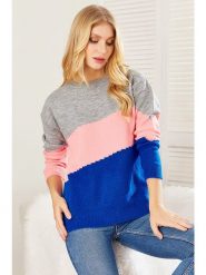 Milan Kiss Sweter w kolorze szaro-niebiesko-różowym rozmiar: M. Niebieskie swetry Milan Kiss, m, bez wzorów, bez ramiączek. Za 120.93 zł.