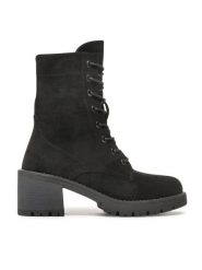 JENNY Botki WS5898-02 Czarny. Czarne botki Jenny, bez wzorów, z materiału, bez obcasa, na słupku, bez zapięcia. Za 119.99 zł.