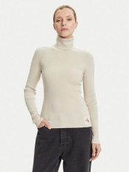 Calvin Klein Jeans Golf LV047D350G Beżowy Regular Fit. Brązowe swetry Calvin Klein Jeans, l, bez wzorów, z bawełny, bez ramiączek. Za 279.99 zł.