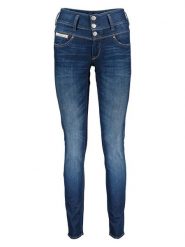 Herrlicher Dżinsy - Skinny fit - w kolorze granatowym rozmiar: W24/L32. Niebieskie jeansy Herrlicher, l, z aplikacjami, ze skóry. Za 118.56 zł.