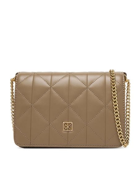 Calvin Klein Torebka Quilted Mini Chain Bag LV04F3321G Beżowy. Brązowe kopertówki Calvin Klein, bez wzorów, ze skóry, wizytowe, bez dodatków. Za 449.99 zł.