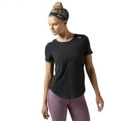 Koszulka sportowa damska Reebok BK3844. Czarne t-shirty sportowe Reebok, l, bez wzorów, z materiału, bez ramiączek, do biegania. Za 119.99 zł.