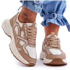 FG2 Damskie Buty Sportowe Beżowe Contiro beżowy. Brązowe buty treningowe bez wzorów, z dresówki, bez zapięcia. Za 205.59 zł.