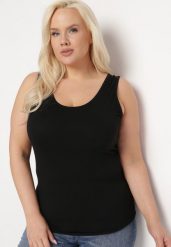 Czarny Klasyczny Top z Bawełny Bez Rękawów Rolira. Czarne topy Born2be, xl, bez wzorów, z bawełny, klasyczne, bez kołnierzyka, bez ramiączek. W wyprzedaży za 25.49 zł.
