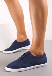 Granatowe Sznurowane Tenisówki Przed Kostkę Jennessa. Niebieskie trampki Renee, bez wzorów, street, przed kostkę, bez zapięcia. W wyprzedaży za 35.99 zł.