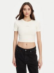 Guess T-Shirt V5YP08 K8RT2 Biały Slim Fit. Białe t-shirty Guess, xl, z aplikacjami, z wiskozy, bez kołnierzyka, bez ramiączek. Za 119.99 zł.