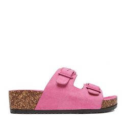 Klapki JENNY. Czerwone klapki Jenny, bez wzorów, bez obcasa, bez zapięcia. Za 79.99 zł.