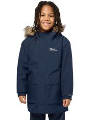 Jack Wolfskin Parka 3w1 "Cosy Bear" w kolorze granatowym rozmiar: 128. Niebieskie płaszcze Jack Wolfskin, bez wzorów, z polaru, bez kaptura. Za 398.77 zł.