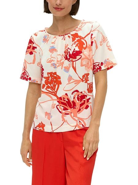 S.Oliver Bluzka w kolorze biało-czerwonym rozmiar: 38. Białe bluzki S.Oliver, s, bez wzorów, bez kołnierzyka, bez ramiączek. Za 53.04 zł.