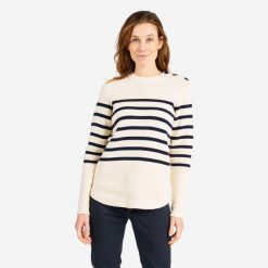 Second Life - Sweter marynarski damski Tribord 100 - Stan Dobry. Białe swetry TRIBORD, l, bez wzorów, z bawełny, eleganckie, bez ramiączek. Za 74.99 zł.