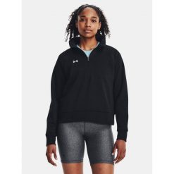 Bluza Damska Polarowa Under Armour Z Zamkiem Do Połowy Rival Fleece. Czarne bluzy bez kaptura Under Armour, bez wzorów, z polaru, na fitness i siłownię. Za 299.99 zł.