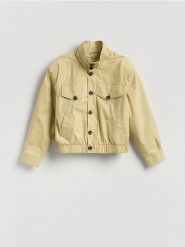 Kurtka ze stójką - beżowy. Brązowe kurtki Reserved, l, bez wzorów, z tkaniny, bez kaptura. Za 199.99 zł.