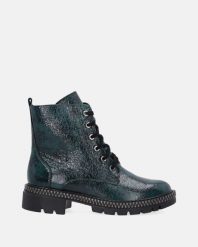 LAKIEROWANE BOTKI 105163 VER VERDE. Botki Venezia, bez wzorów, z lakierowanej skóry, bez obcasa, bez zapięcia. Za 529.00 zł.