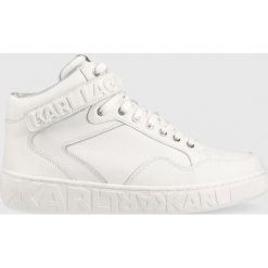 Karl Lagerfeld sneakersy skórzane KUPSOLE III kolor biały. Białe buty sportowe lifestyle KARL LAGERFELD, bez wzorów, sportowe, z okrągłym noskiem, bez zapięcia. Za 899.99 zł.