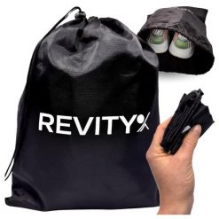 Worek na buty, siłownię, akcesoria treningowe Revity. Czarne buty treningowe REVITY, bez wzorów, z materiału, bez zapięcia, na fitness i siłownię. Za 17.99 zł.