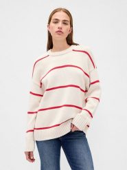 GAP Sweter w kolorze kremowo-czerwonym rozmiar: XL. Brązowe swetry GAP, xl, bez wzorów, z bawełny, bez ramiączek. Za 109.78 zł.