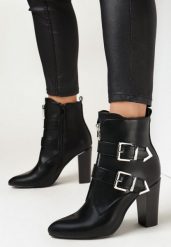 Czarne Botki Saied. Czarne botki Born2be, bez wzorów, eleganckie, za kostkę, bez obcasa, na obcasie, bez zapięcia. W wyprzedaży za 127.99 zł.
