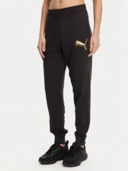 Puma Spodnie dresowe Ess Metallic 684999 Czarny Regular Fit. Czarne spodnie dresowe Puma, bez wzorów, z bawełny. Za 129.99 zł.