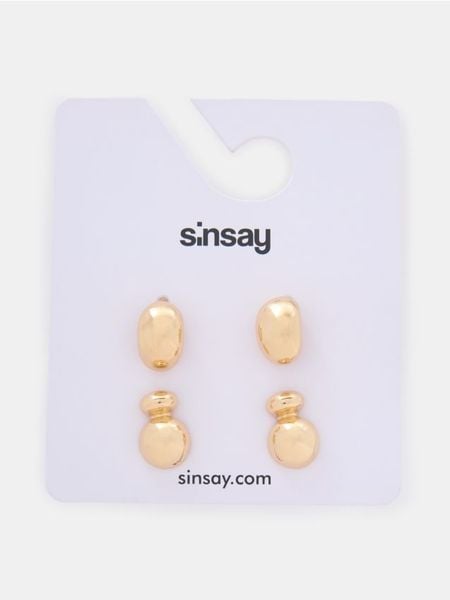 Kolczyki sztyfty 2 pack - złoty. Żółte kolczyki Sinsay, złote. Za 9.99 zł.