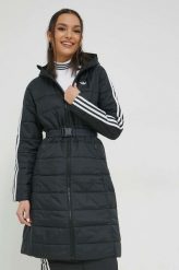 Adidas Originals kurtka damska kolor czarny przejściowa. Czarne kurtki adidas Originals, s, bez wzorów, z materiału, z kapturem. W wyprzedaży za 389.99 zł.