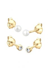 Elli Damskie kolczyki sztyfty Basic z perłą hodowlana słodkowodną i kryształem w srebrze próby 925 Sterling Silver Zestawy 1 ct. Szare kolczyki Elli, z perłą, srebrne. Za 178.99 zł.