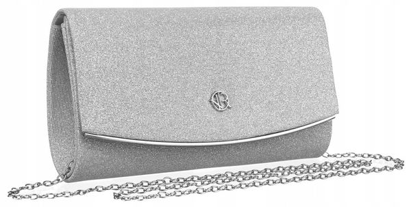 Kopertówka wieczorowa Rovicky R-XS013 srebrna. Szare kopertówki ROVICKY, bez wzorów, z syntetyku, wizytowe, bez dodatków. Za 47.99 zł.