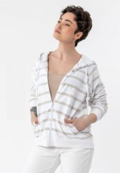 Bluza w paski z kapturem B-KIRA. Czarne bluzy Volcano, s, bez wzorów, z bawełny, sportowe, bez ramiączek, z kapturem. Za 189.99 zł.