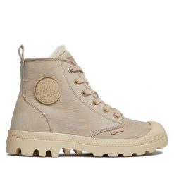 Trapery Palladium. Brązowe traperki Palladium, bez wzorów, bez obcasa, bez zapięcia. Za 579.99 zł.