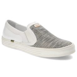 Trampki damskie Carinii, lakierowana skóra naturalna i na płaskiej podeszwie, czarno-białe, B2767_C22-967-355-996. Białe trampki Carinii, bez wzorów, z lakierowanej skóry, eleganckie, bez zapięcia. Za 189.00 zł.