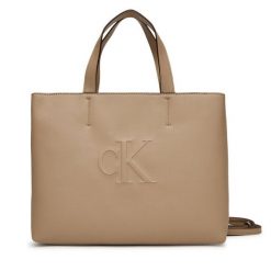 Torebka Calvin Klein Jeans. Brązowe torebki klasyczne Calvin Klein Jeans, bez wzorów, z jeansu, klasyczne, bez dodatków. Za 309.99 zł.