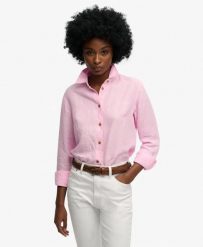 Superdry Premium lniana koszula Boyfriend. Czerwone koszule Superdry, uniwersalny, bez wzorów, ze lnu, eleganckie, bez kołnierzyka, bez ramiączek. Za 387.20 zł.