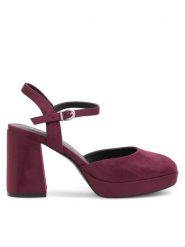 JENNY Sandały Irma WYL04093-1 Bordowy. Czerwone sandały Jenny, bez wzorów, z materiału, bez obcasa, na słupku, bez zapięcia. Za 139.99 zł.