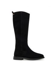 Tommy Hilfiger Kozaki Flag Suede Long Boot Zip FW0FW08178 Czarny. Czarne kozaki Tommy Hilfiger, bez wzorów, ze skóry, bez obcasa, na płaskiej podeszwie, bez zapięcia. Za 949.99 zł.