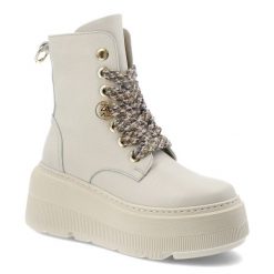 Botki damskie Karino, na grubej platformie skórzane licowe za kostkę i na zamek, beżowe, 5681-022. Brązowe botki Karino, bez wzorów, z jeansu, eleganckie, za kostkę, bez obcasa, na platformie, bez zapięcia. Za 529.00 zł.