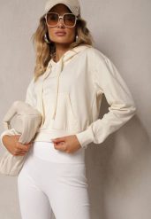 Jasnobeżowa Bluza z Kapturem i Bawełną Ozdobiona Ściągaczami Evianae. Brązowe bluzy Renee, l, bez wzorów, z bawełny, casualowe, bez ramiączek, z kapturem. W wyprzedaży za 27.99 zł.