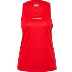Damski tank top Hummel. Czerwone topy Hummel, bez wzorów, z materiału, bez kołnierzyka, bez ramiączek. Za 125.50 zł.