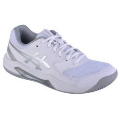 Buty do tenisa damskie, ASICS Gel-Dedicate 8 Clay. Białe buty treningowe ASICS, bez wzorów, z materiału, przed kostkę, bez zapięcia, tenisowe. Za 319.99 zł.