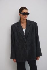 Wełniana marynarka w paski , w kolorze GRAPHITE - HARLEY-S/M. Szare marynarki i żakiety Marsala, m, bez wzorów, z elastanu, eleganckie, bez ramiączek. Za 829.90 zł.